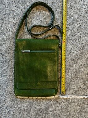 Classic Green Leather Crossbody Bag -